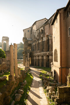 Architectural structures and Marcello theatre in ancient Rome