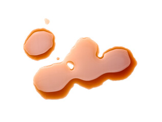 Drops of soy sauce on white background