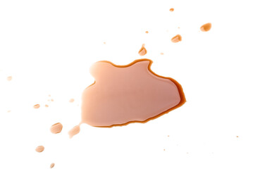 Drops of soy sauce on white background