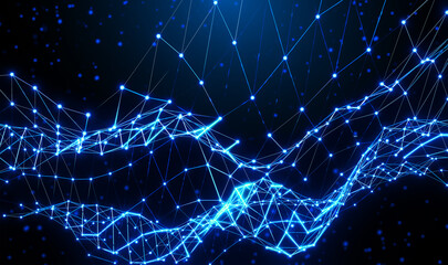 Abstract plexus geometrical shapes. Connection concept. Digital, communication and technology network background .Plexus background. 3d rendering.