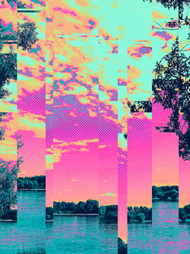 Glitched beach / nature scenery