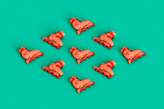 rhombus of  pink rollerblades