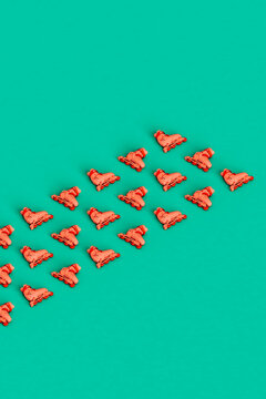 rows of  pink rollerblades