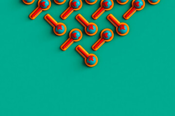 triangle from thermometers with a earth planet