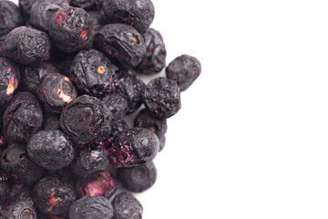 Freeze Dried Blueberries Isolated on White Background
