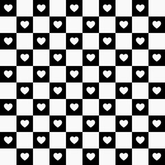 White heart on white and black background and pattern