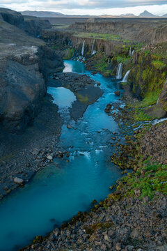 Blue River In Highlands Of Iceland