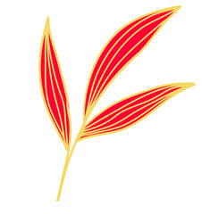 Gold Leaves Line Art