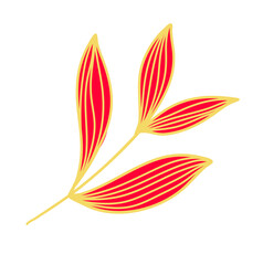 Gold Leaves Line Art