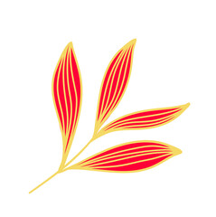 Gold Leaves Line Art