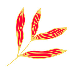 Gold Leaves Line Art