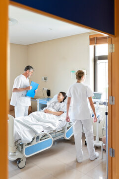 Patient is attended by healthcare staff
