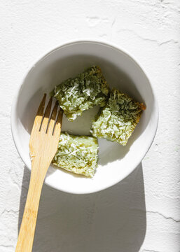 Matcha mochi with coconut topping
