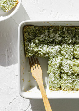 Matcha mochi with coconut topping