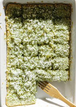 Matcha mochi with coconut topping