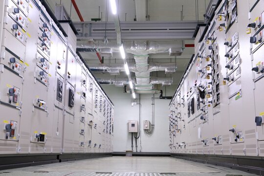 Electric room in industrial,selective focus.	