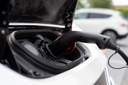 Electric Car Charging at a charging station