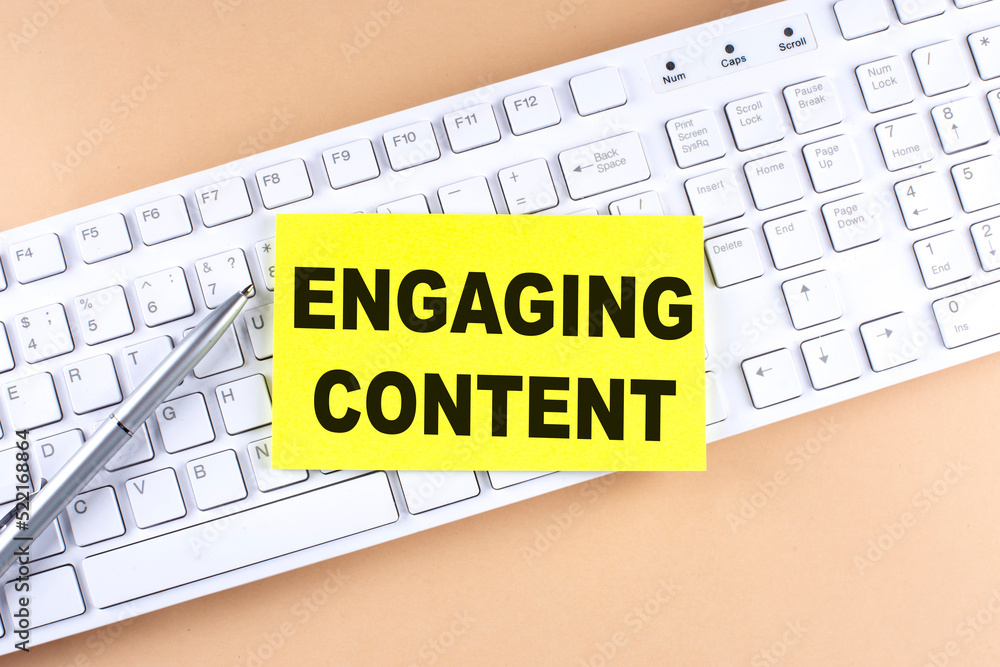 Poster text content is king text on a sticky on keyboard, business concept