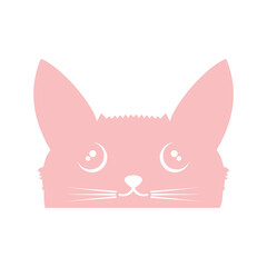 Pink cat face vector illustration symbol
