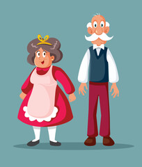 Grandmother and Grandfather Standing Together Vector Cartoon illustration

Husband and wife celebrating a long-term relationship 
