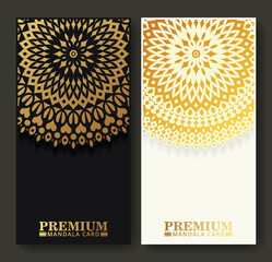 Luxury mandala decorative card in gold color