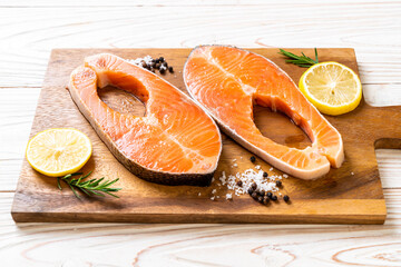 fresh raw salmon fillet steak