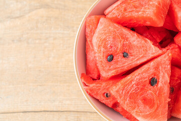 fresh watermelon sliced  in  bowl