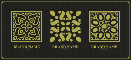 Set of ornament logo line art style luxury