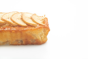 apple loaf crumbled cake on white background