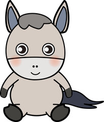 座るかわいいロバのキャラクター