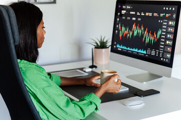 Woman working on computer in office