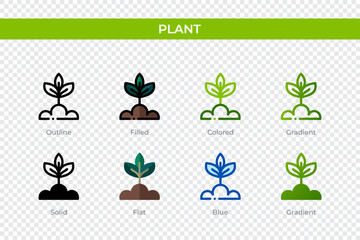 Plant icon in different style. Plant vector icons designed in outline, solid, colored, filled, gradient, and flat style. Symbol, logo illustration. Vector illustration