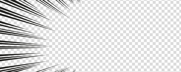 Manga comic effect on transparent background. Motion radial lines for comic book. Vector illustration of manga speed frame or exploding splash