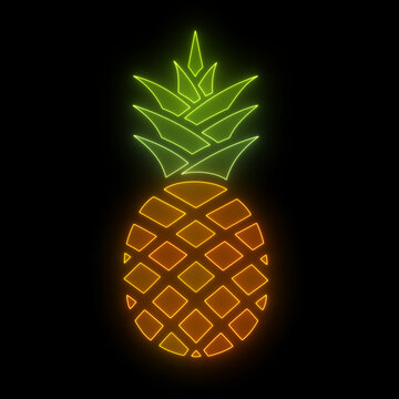 Bright and colorful neon pineapple