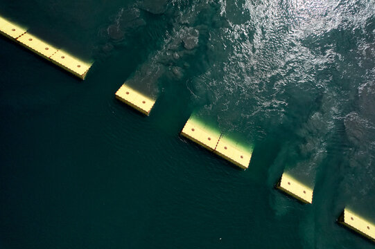 Venice MOSE tide barrier floodgates: sea level rise climate adaptation
