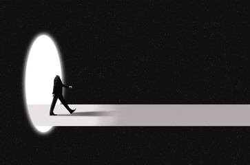 Digital Collage In Surrealism Style With Headless Man