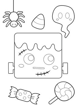 Halloween Frankenstein Coloring Pages A4 for Kids and Adult