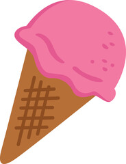Cute Strawberry Ice Cream Illustration Vector