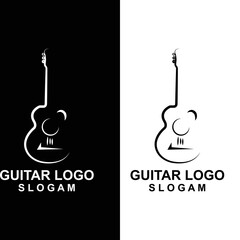 Guitar Logo Design, Musical Instrument Vector icon illustration