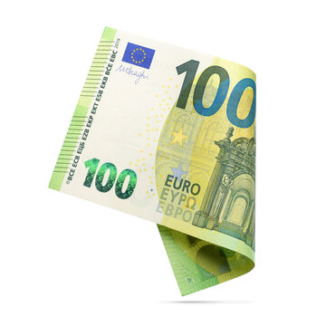Hundred euro bill isolated on white.