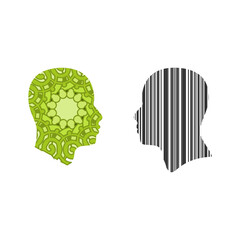 Silhouette profile of men of diverse culture. Concept of equality and anti-racism. Multicultural society.