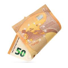 Fifty euro bill isolated on white.