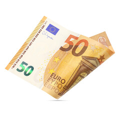 Fifty euro bill isolated on white.