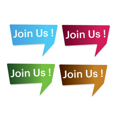 Vector illustration of join us tag isolated on a white background.