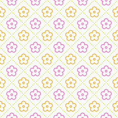 Cute Pink Orange Daisy Flower Pattern Background Stripe Striped Geometric Shape Element Vector Cartoon Illustration Tablecloth, Picnic mat wrapping paper, Mat, Fabric, Textile, Scarf.