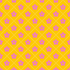 Cute Pink Daisy Flower Orange  Pattern Background Stripe Striped Geometric Shape Element Vector Cartoon Illustration Tablecloth, Picnic mat wrapping paper, Mat, Fabric, Textile, Scarf.