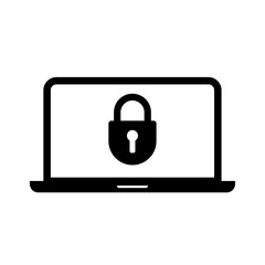 laptop locked by ransomware attack icon vector illustration for apps and websites