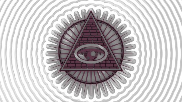 Mystical geometry symbol. Linear alchemy, occult, philosophical sign. Eye and pyramid. 3D render