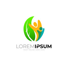Family logo and leaf design nature, social logos