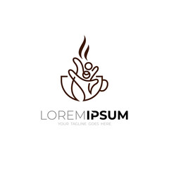 Coffee logo with people design combination, line style